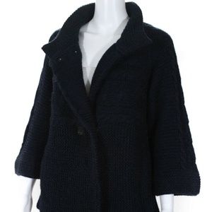 Vanessa Bruno Womens Chunky Cable Knit Double Breasted Cardigan Blue Size 1
